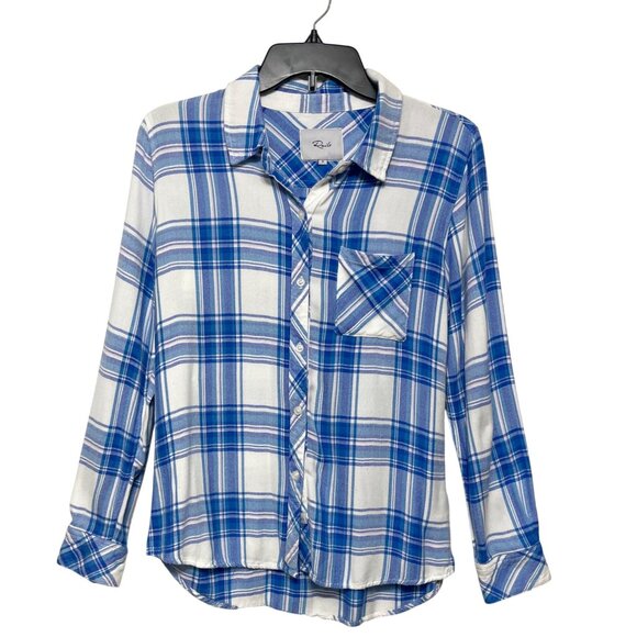 Rails Hunter Button Down Shirt in White/Blue/Lilac Size S - Picture 2 of 8